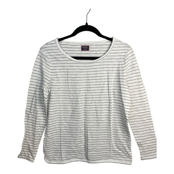 UNTUCKit Long‎ Sleeve Wide Collar Blouse in Black and White Stripe Size M NWT - Picture 2 of 6